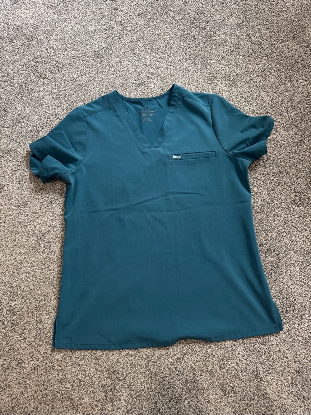 Lago Teal V-Neck Short Sleeve Scrub Top for Women in M